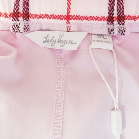 NEW Lady Hagen Golf Skort Skirt Size XL Clubhouse Plaid Burgundy Red Pink 16" - Picture 7 of 11